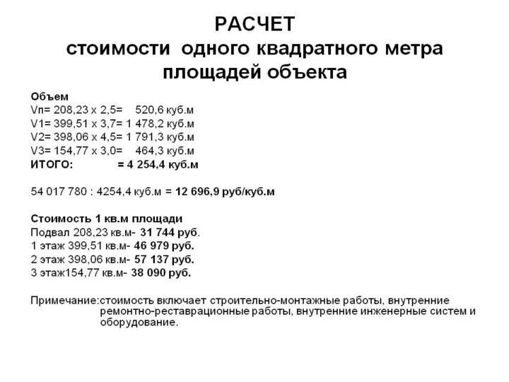 Вычислить сколько квадратных метров